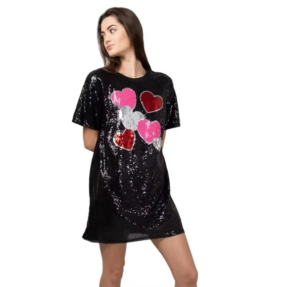 Simply Southern Sequin Heart Dress for Women in Black - Picture 8 of 9